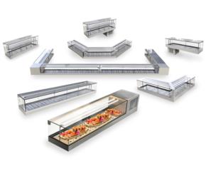 Integral and remote refrigerated displays for sushi exposure 